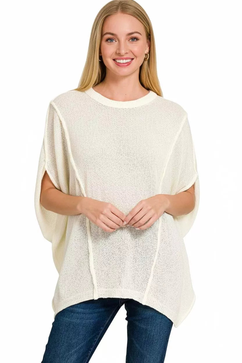 Zenana Drop Shoulder Short Sleeve Knit Top OutfitFlow