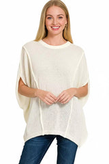 Zenana Drop Shoulder Short Sleeve Knit Top OutfitFlow