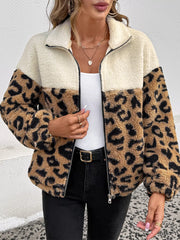 Leopard Zip Up Fleece Jacket OutfitFlow