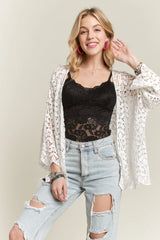 ADORA Leaf Pattern Crochet Cardigan OutfitFlow