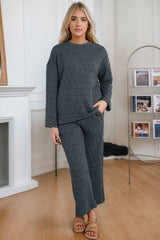 Outfit Flow - Round Neck Top and Pocketed Pants Lounge Set