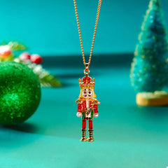 Christmas 18K Gold-Plated Nutcracker Pendant Necklace OutfitFlow