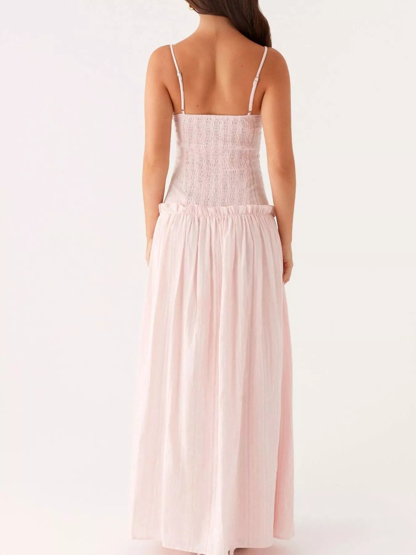 Frill Spaghetti Strap Maxi Dress OutfitFlow