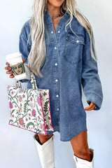 Vintage Wash Button-Down Denim Dress OutfitFlow