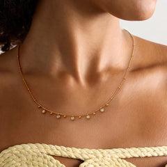 Titanium Steel Zircon Necklace Gold One Size OutfitFlow