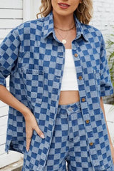 Button Down Checkered Denim Shirt OutfitFlow