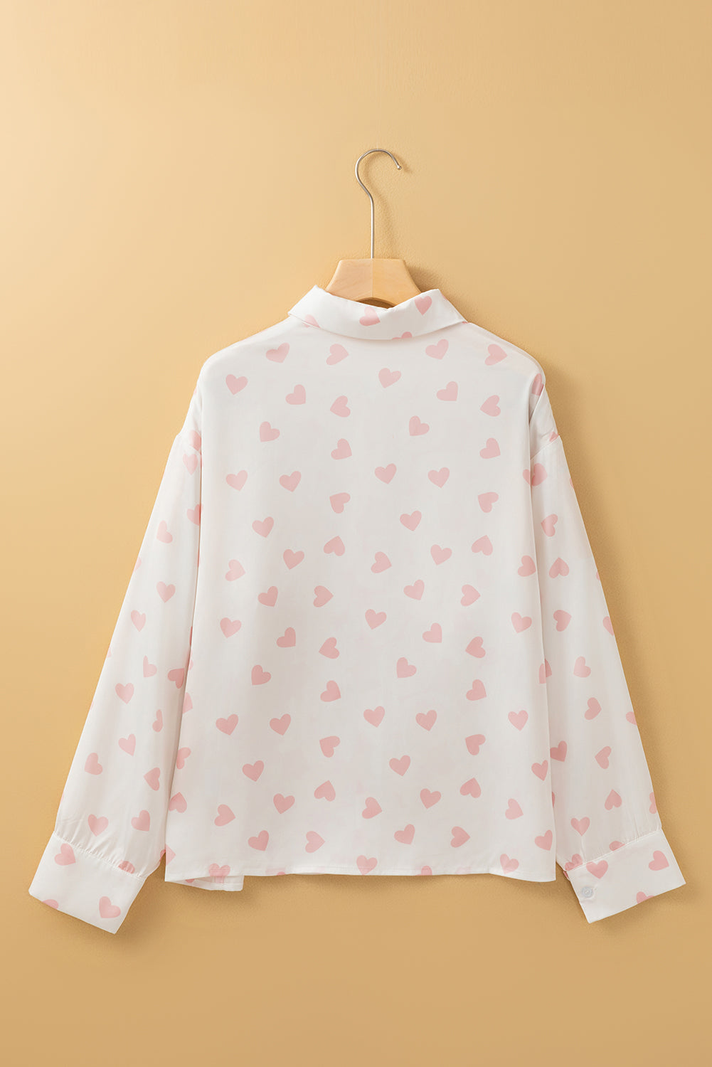 Outfit Flow - Heart Print Collared Neck Long Sleeve Shirt