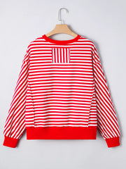 Stripe Holly Jolly Sequin Graphic Drop Shoulder Long Sleeve Top OutfitFlow