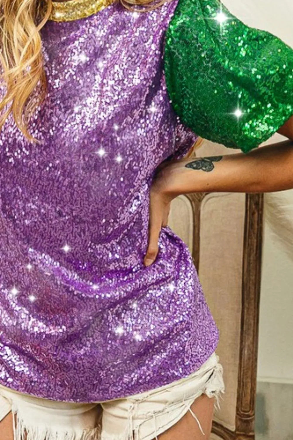 BiBi Mardi Gras Sequin Top OutfitFlow