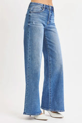 RISEN Full Size High Rise Wide Leg Jeans Plus Size OutfitFlow