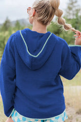 Sherpa Quarter-Zip Dropped Shoulder Hoodie OutfitFlow