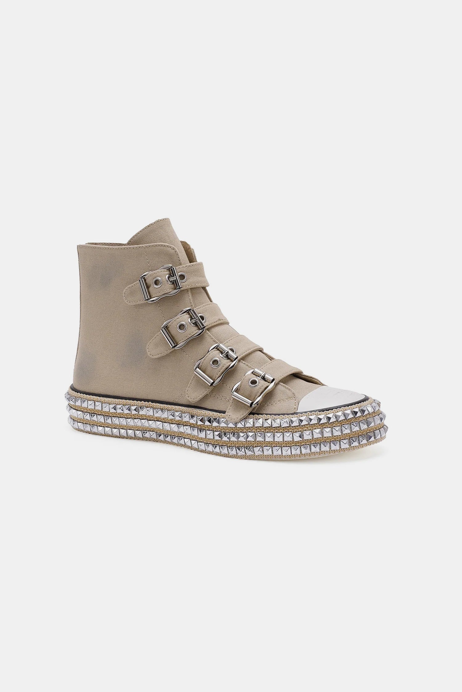 Beast Fashion Multi-Buckle Straps Studded Platform Sneakers OutfitFlow