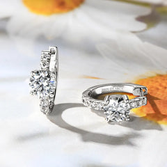 2.36 Carat Moissanite Zircon 925 Sterling Silver Hoop Earrings OutfitFlow