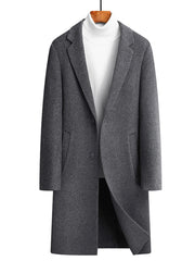 Men's Plus Size Lapel Collar Long Coat Grey OutfitFlow