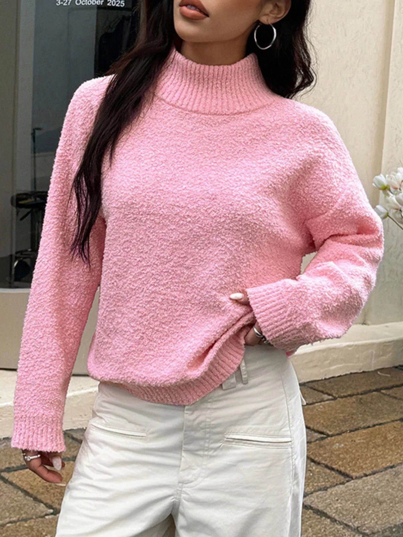 Turtleneck Long Sleeve Sweater OutfitFlow