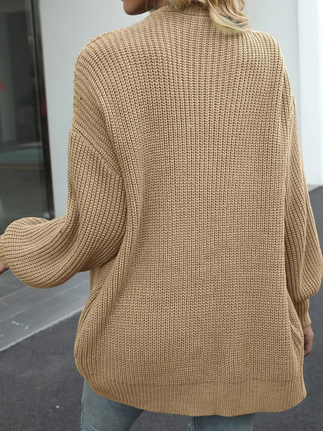 Oversized Chunky Knit Open Front Cardigan OutfitFlow