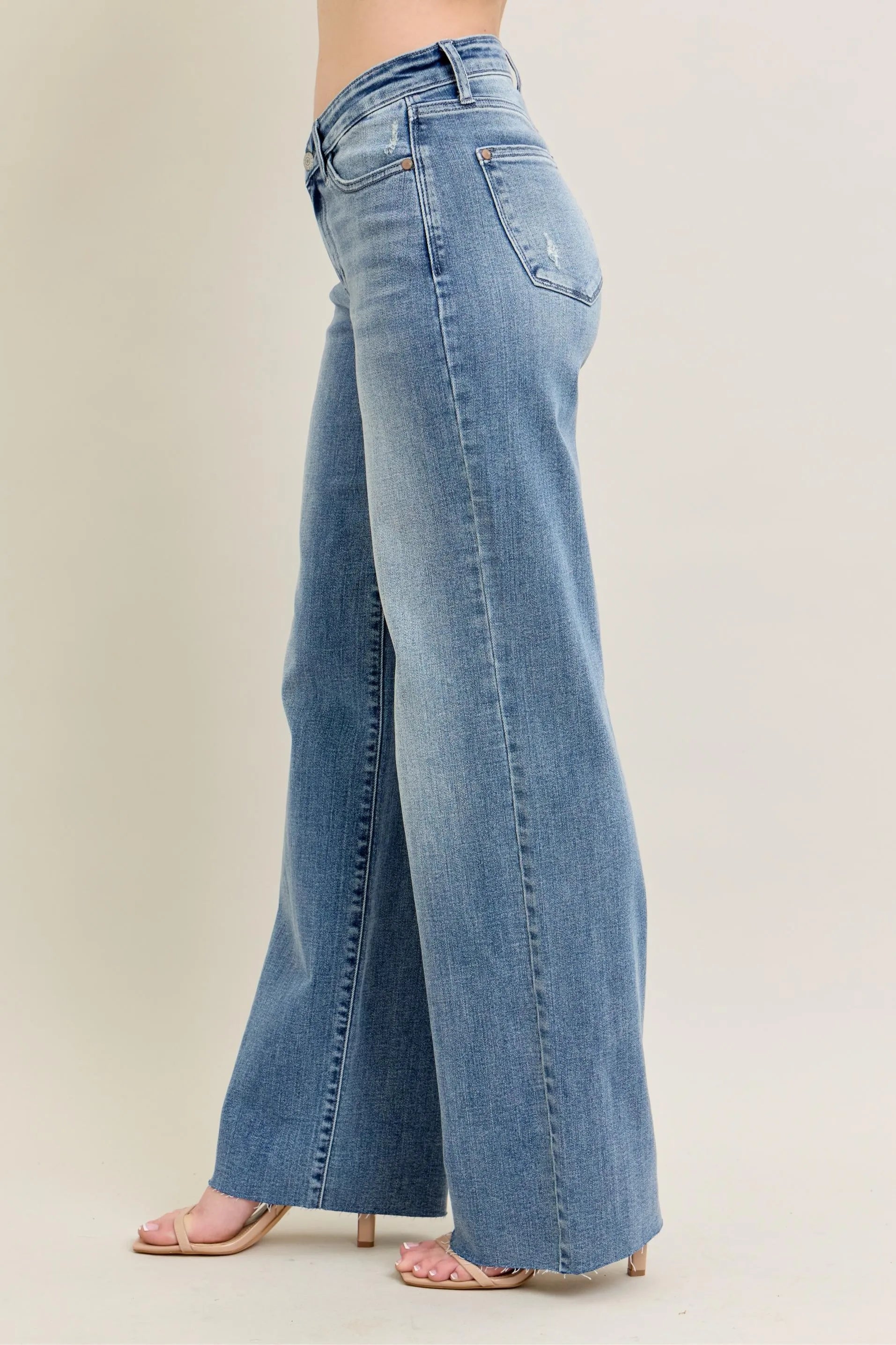 Judy Blue Full Size V - Front Baggy Jeans Plus Size OutfitFlow