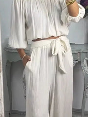 Full Size Off-Shoulder Top and Pants Set Plus Size OutfitFlow