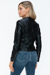 Outfit Flow - Snobbish PU Leather Zip Up Jacket with Pockets