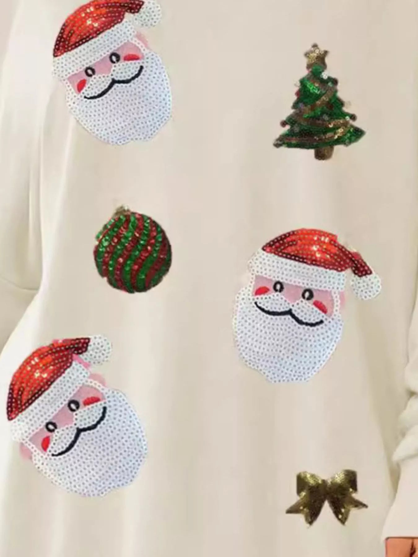 Christmas Santa Round Neck Long Sleeve Sweatshirt OutfitFlow