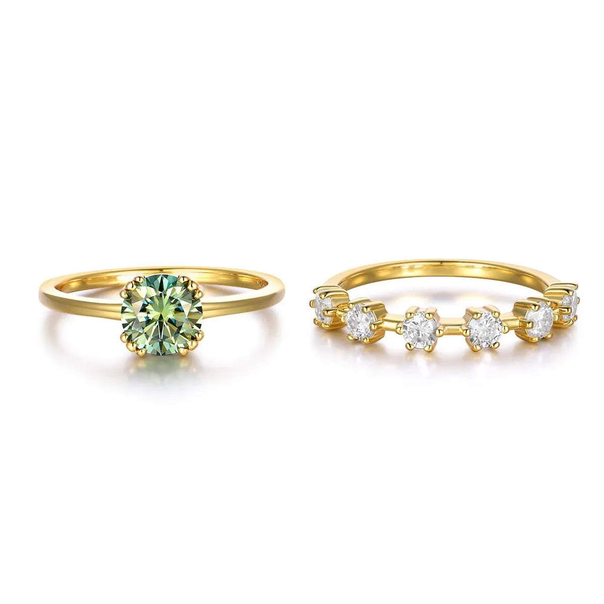 1 Carat Moissanite 925 Sterling Silver 2pcs Ring Set OutfitFlow