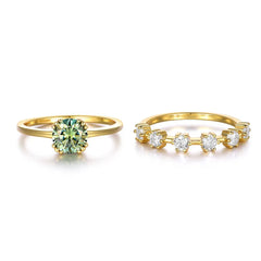1 Carat Moissanite 925 Sterling Silver 2pcs Ring Set OutfitFlow