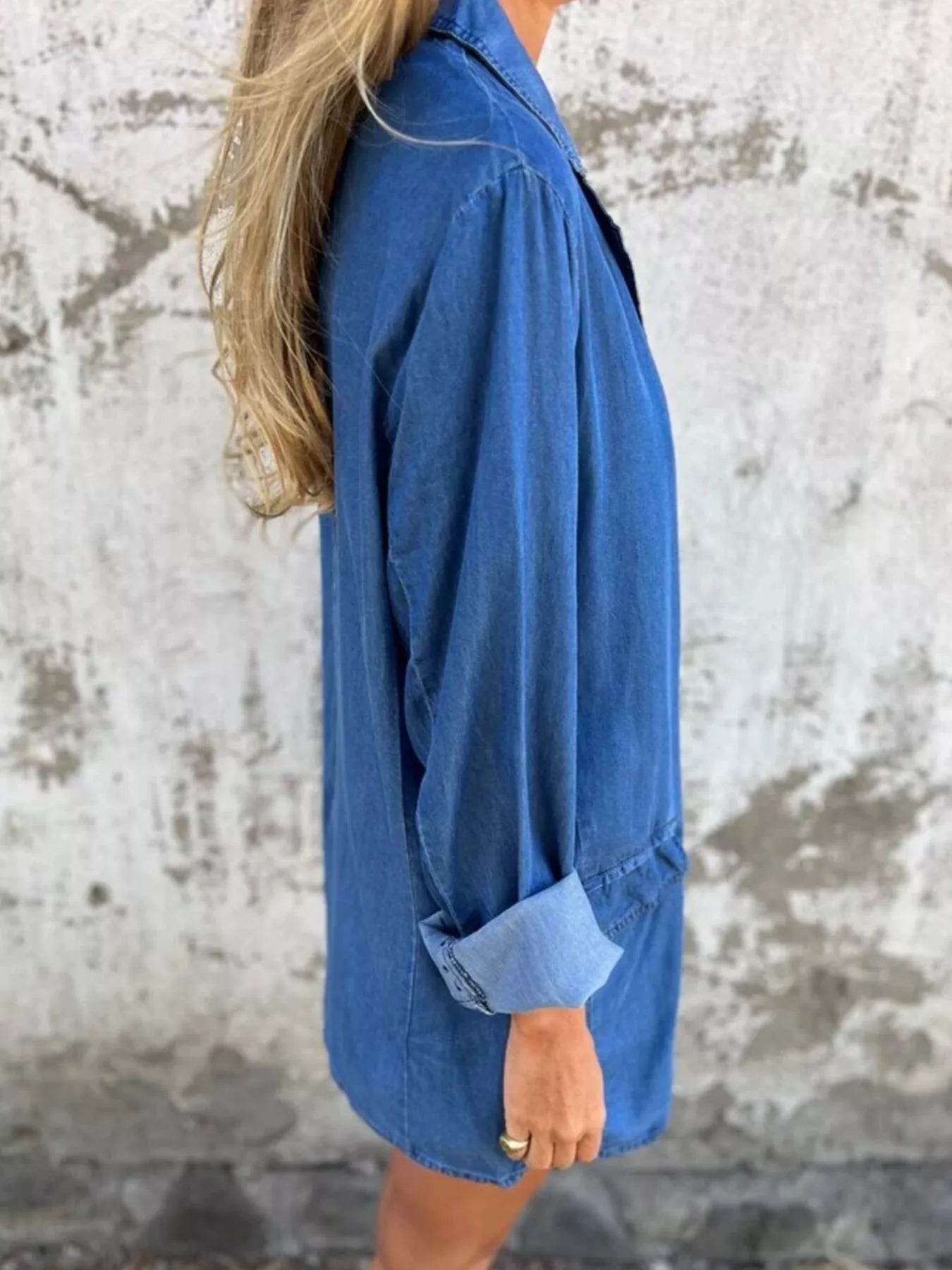 Full Size Button Down Denim Blazer Plus Size Trendsi