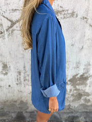 Full Size Button Down Denim Blazer Plus Size Trendsi