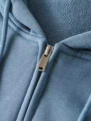 Casual Loose Zip-Up Hoodie OutfitFlow