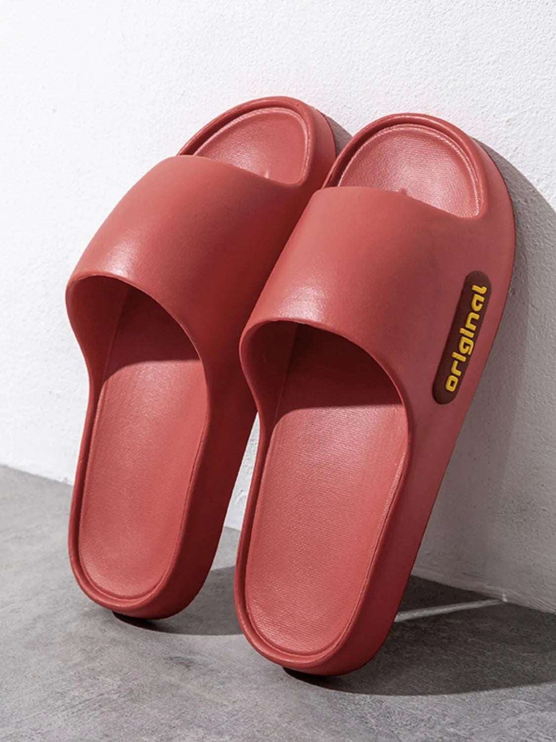 Open Toe Flats Slippers Rust OutfitFlow