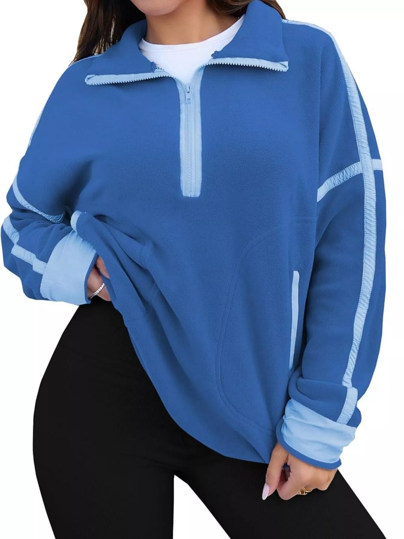 Half Zip Dropped Shoulder Sweatshirt OutfitFlow