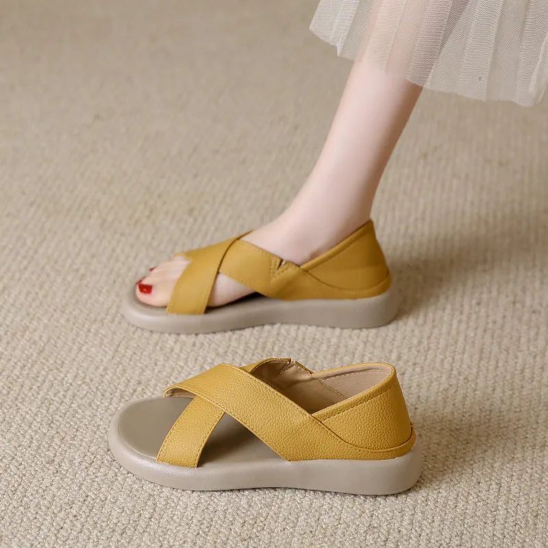 Crossover Platform Comfort Sandals Yellow OutfitFlow