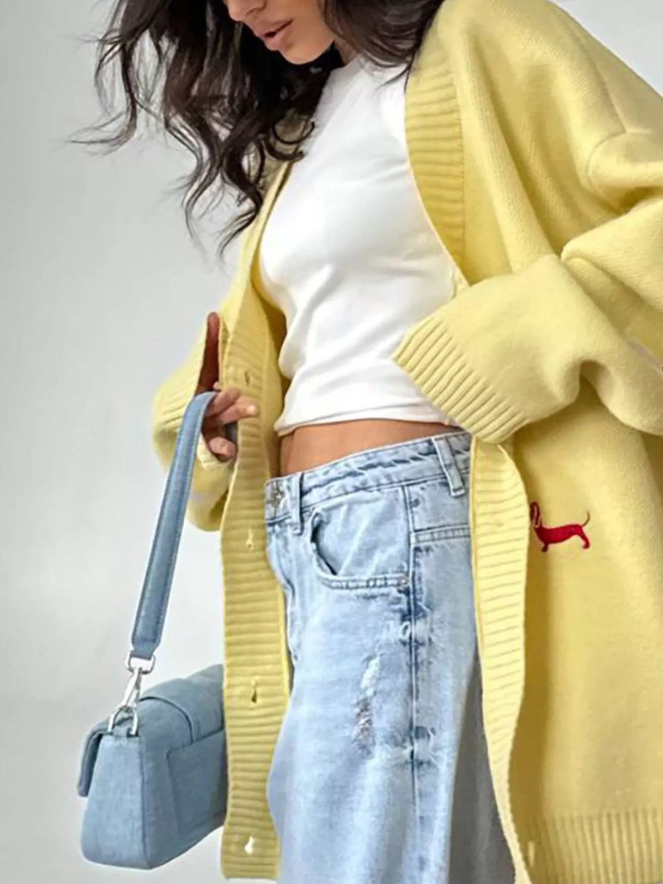 Embroidered Button Up Cardigan OutfitFlow