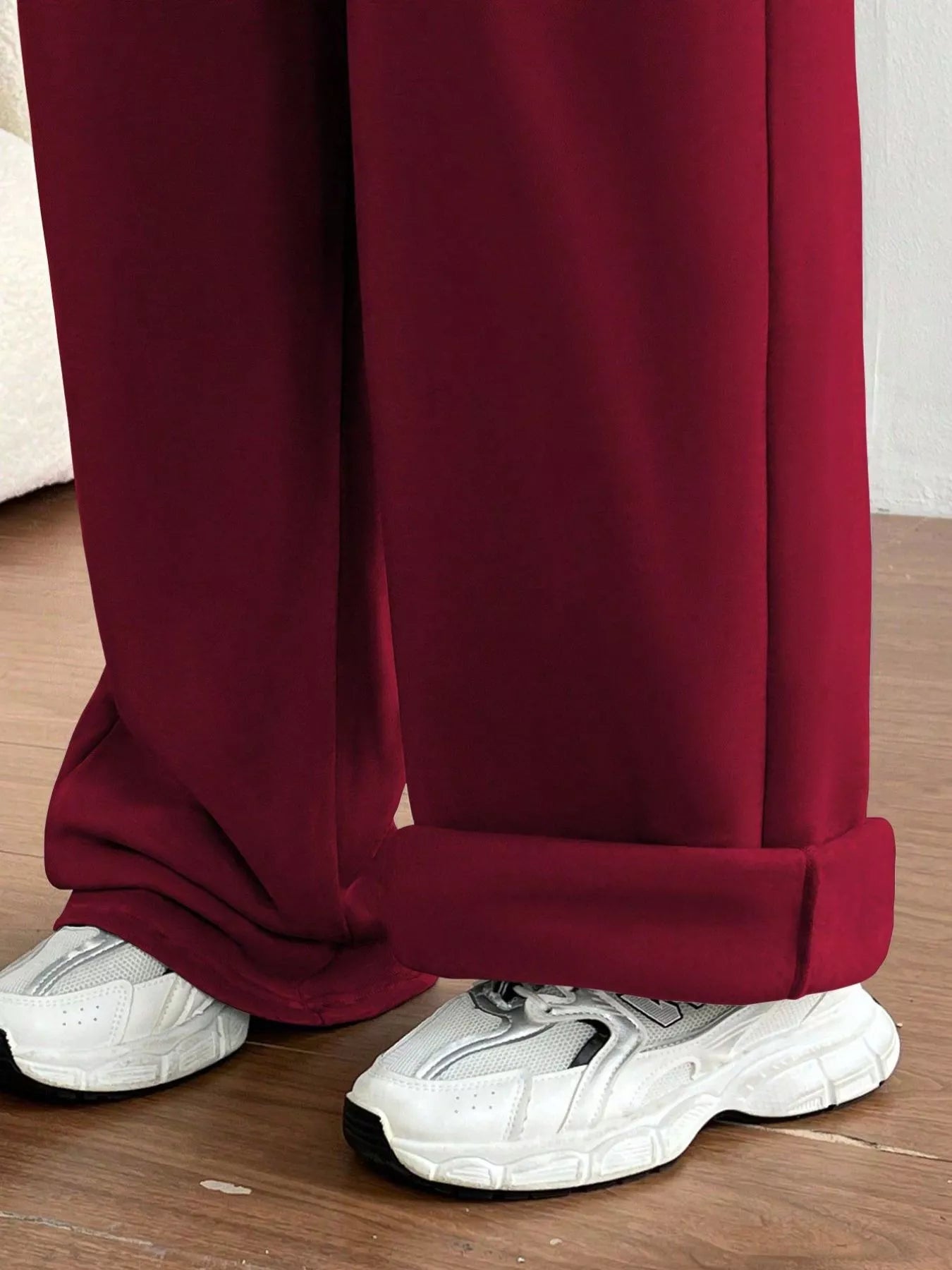 Casual Drawstring High Waist Wide Leg Sweatpants OutfitFlow