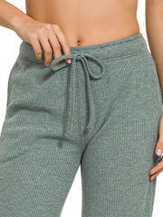 Zenana Ribbed Drawstring Lounge Pants OutfitFlow