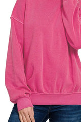 Zenana Soft Fleece Pigment Dye Round-neck Sweatshirts OutfitFlow