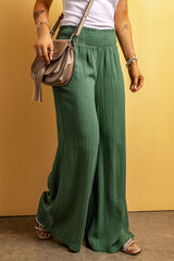 Outfit Flow - Smocked Waist Texture Wide Leg Pants