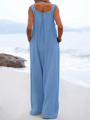 Full Size Casual Loose Wide Leg Overalls Plus Size OutfitFlow