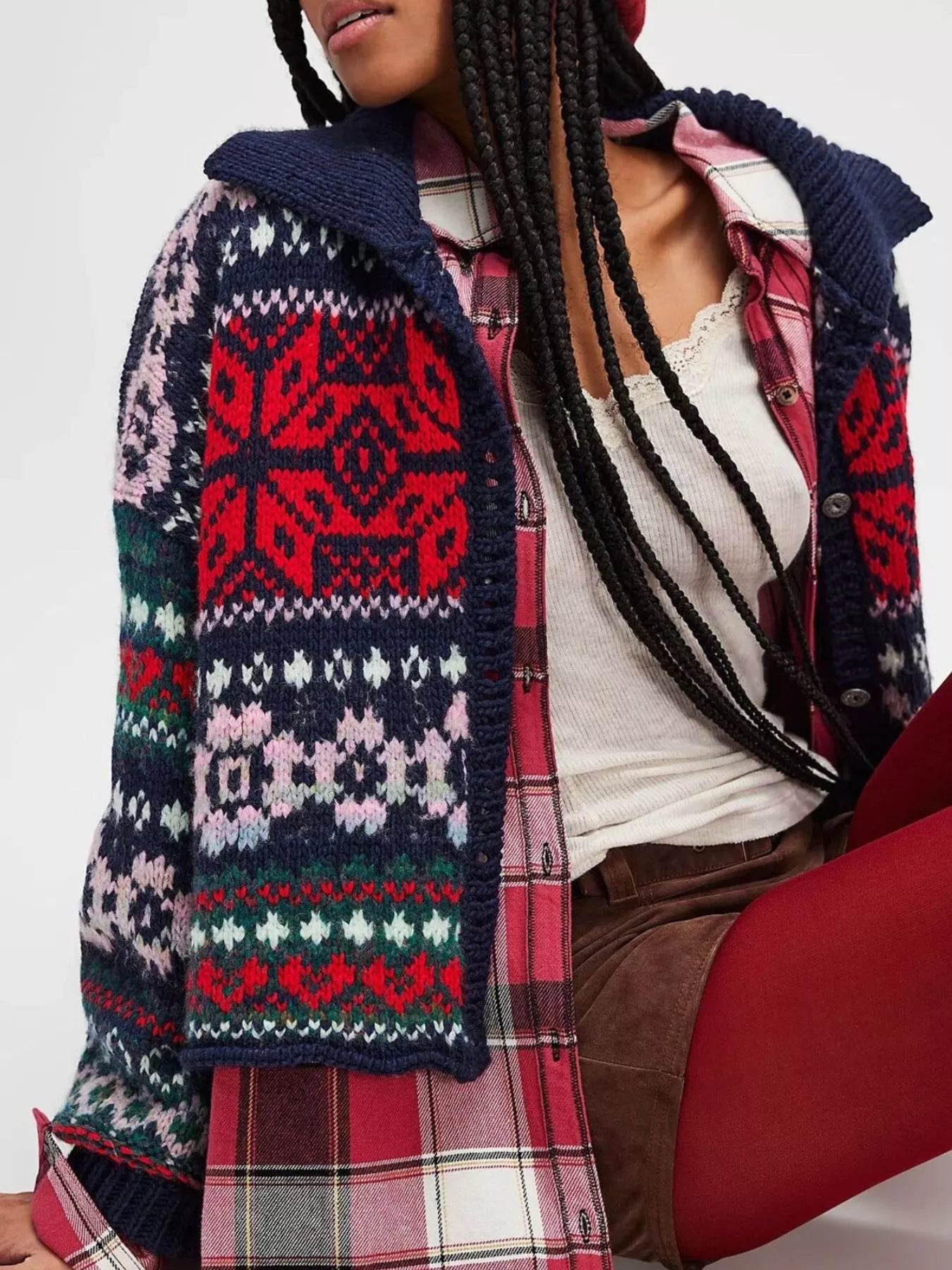 Vintage Button Up Knit Cardigan OutfitFlow