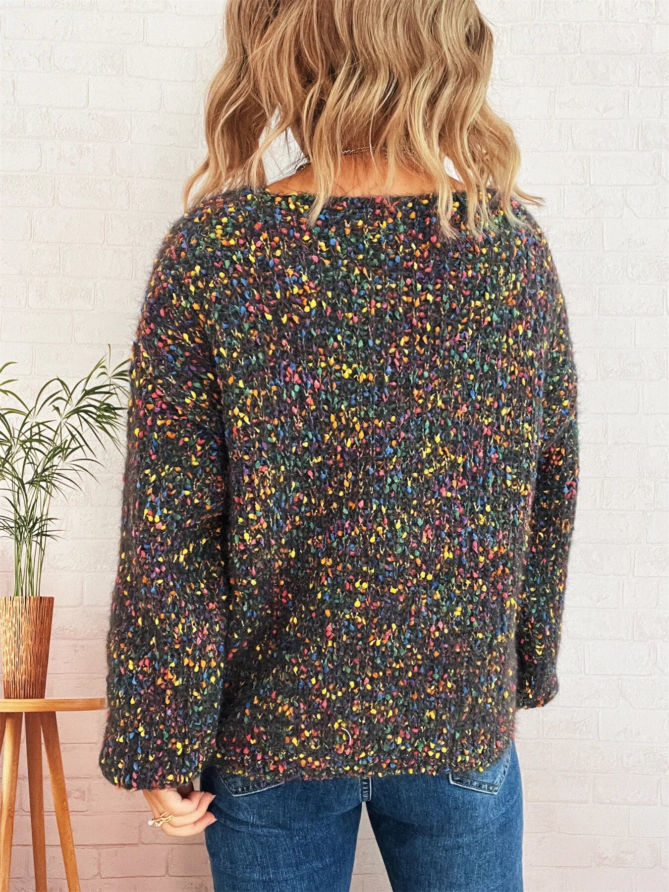 Colorful Long Sleeve Sweater Trendsi
