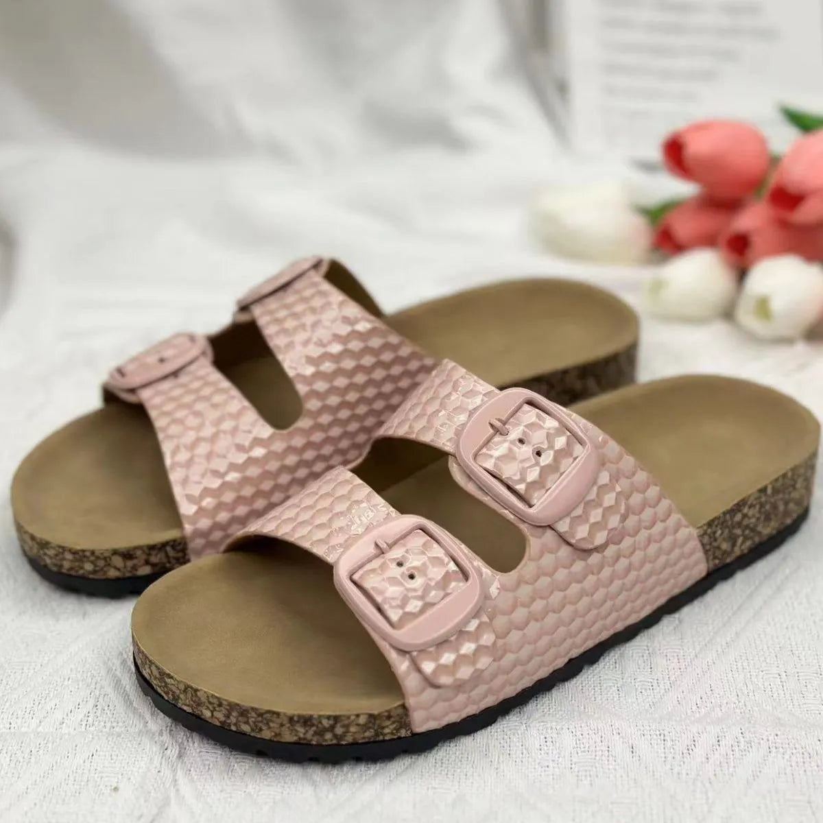 Open Toe Flats Sandals Pink OutfitFlow