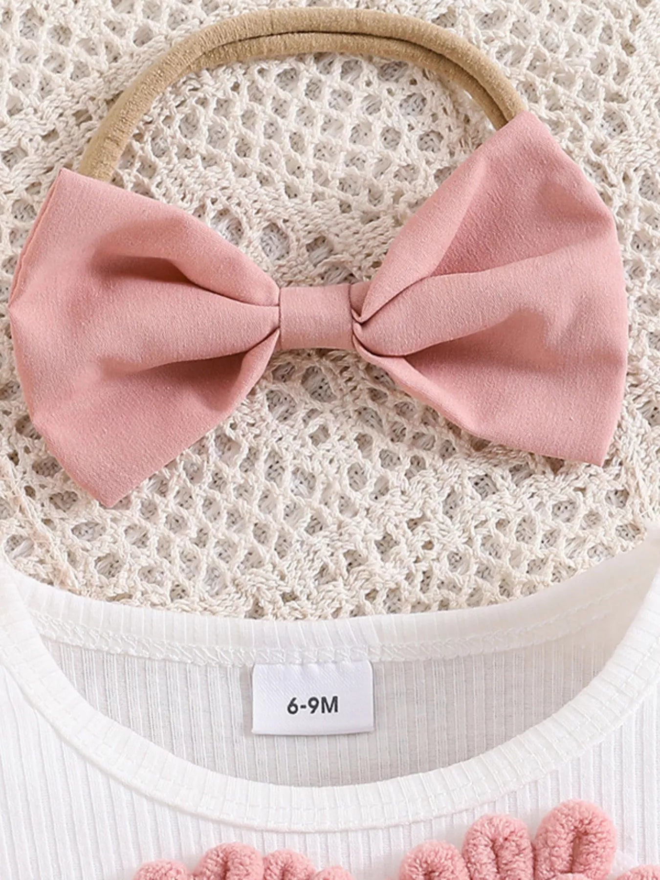 Children's Heart Bowknot Decor Dress with Headband Trendsi