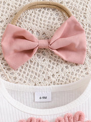 Children's Heart Bowknot Decor Dress with Headband Trendsi