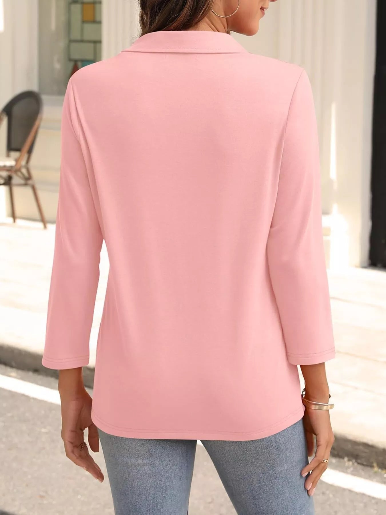 Johnny Collar Solid Color Top OutfitFlow
