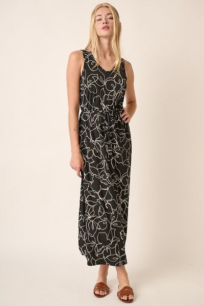 Mittoshop Side Slit Flower Print V-Neck Sleeveless Dress OutfitFlow