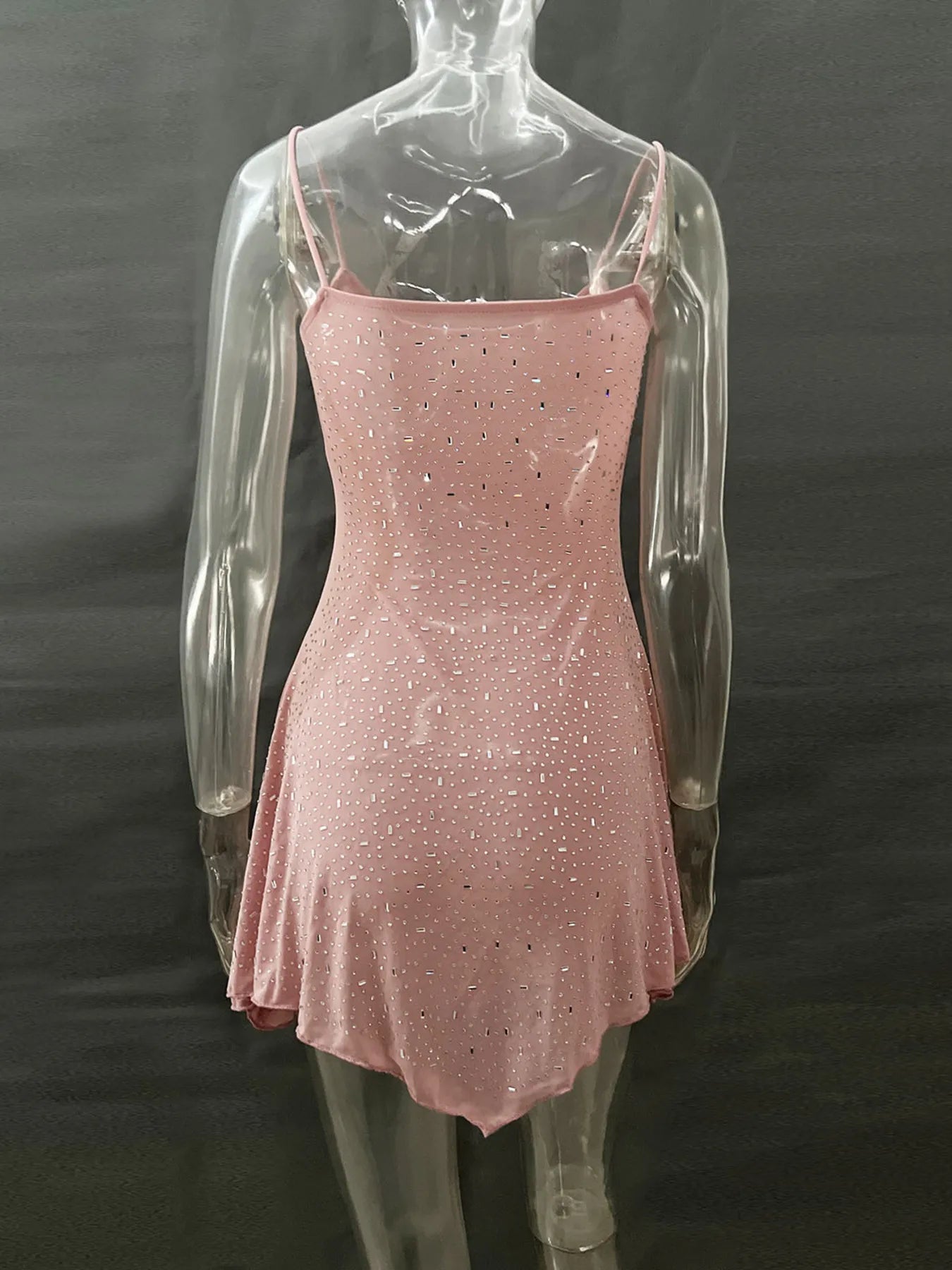 Rhinestone Decor Mini Cami Dress OutfitFlow