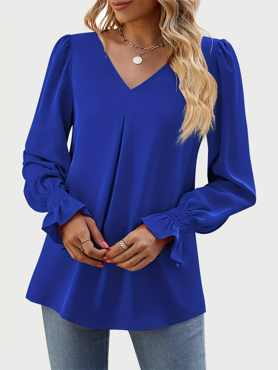 Outfit Flow - V-Neck Flounce Sleeve Top