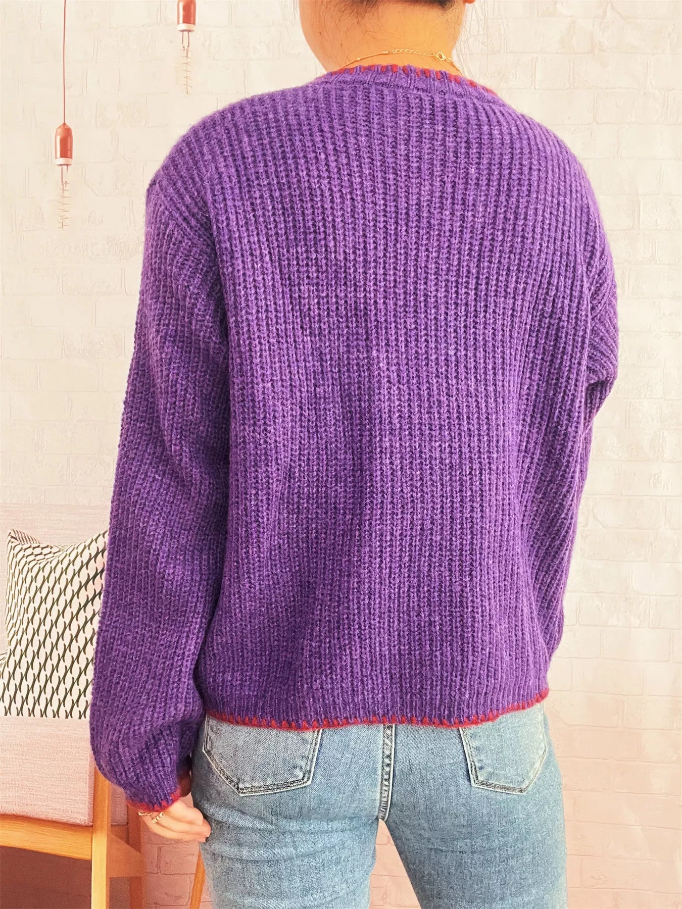 Flower Button Long Sleeve Cardigan OutfitFlow