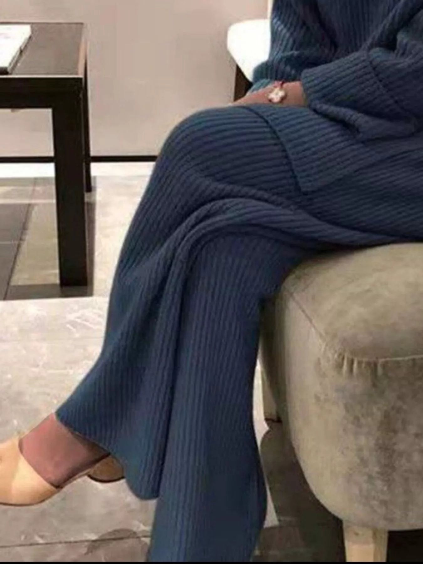 Full Size Ribbed Knit Relaxed Fit Top and Pants Sweater Set Plus Size OutfitFlow