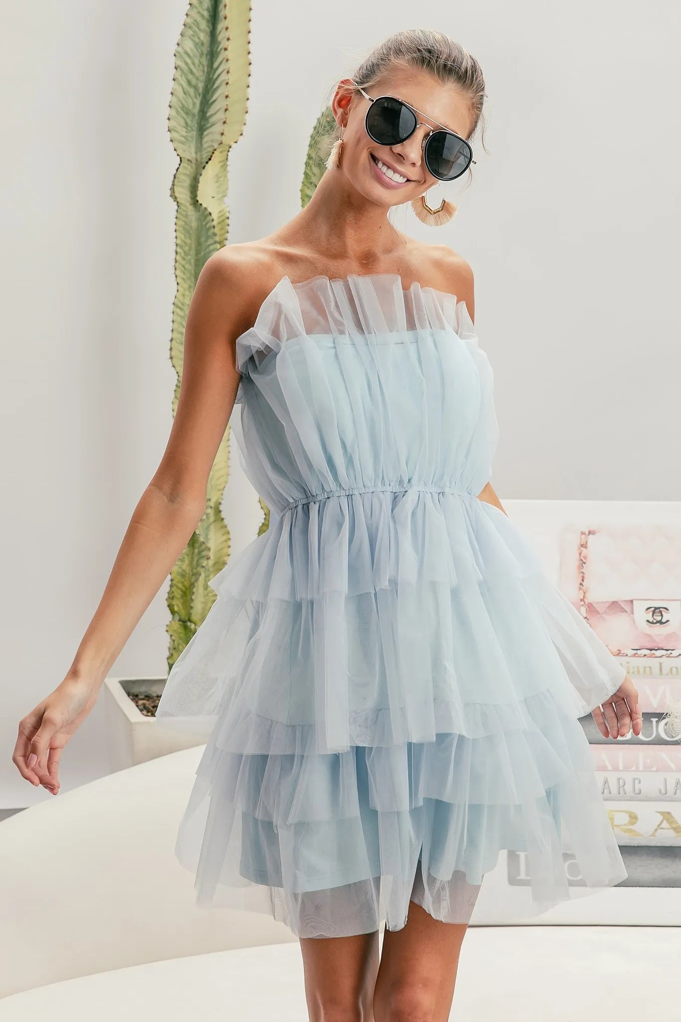 BiBi Sleeveless Layered Organza Dress OutfitFlow